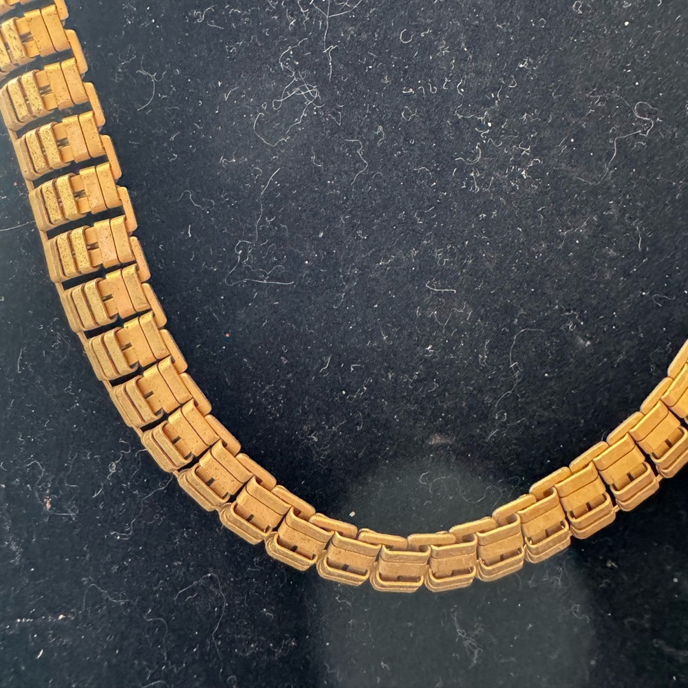 Vintage Brass book link choker necklace